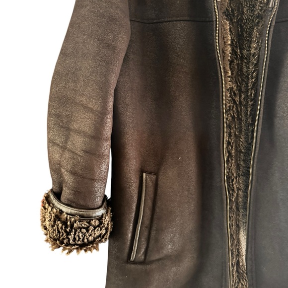 Tasso Elba Brown Lined Heavy Long Coat Jacket Size L - Picture 2 of 8